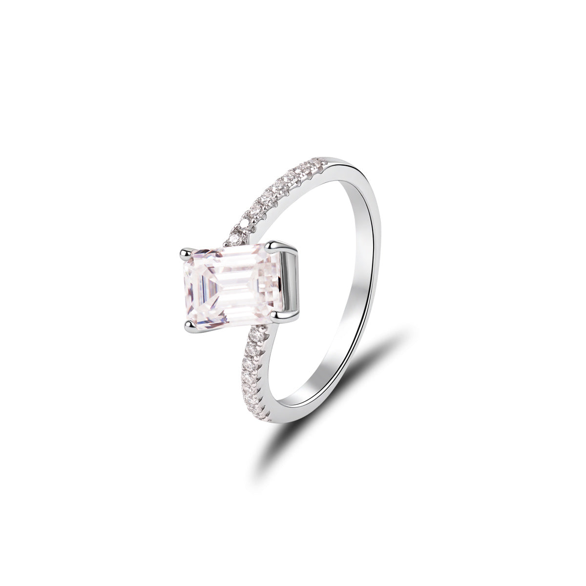 2ct Sparkling Step Cut Engagement Ring Wedding Band Synthetic Moissanite S925 Ring Band Jewelry
