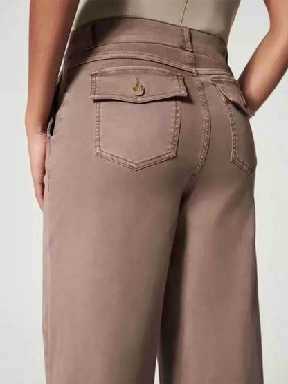 Tummy Control Twill Cropped Wide Leg Pant(Buy 2 Free Shipping)
