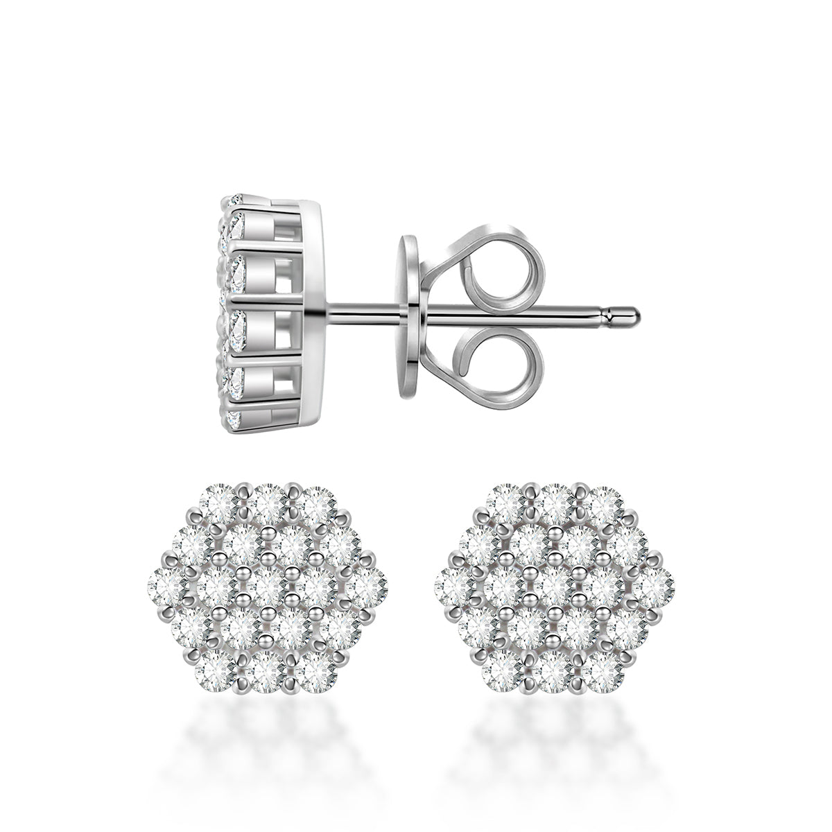 Iced Round Synthetic Moissanite Stud Earrings For Men Women Gift