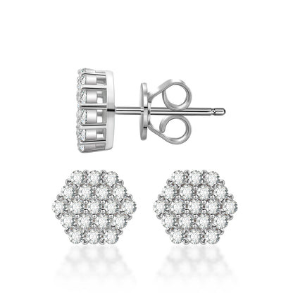 Iced Round Synthetic Moissanite Stud Earrings For Men Women Gift
