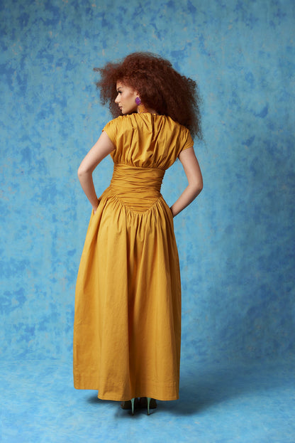 Adesuwa Ruched Cotton Long Dress (Buy 2 Free Shipping)