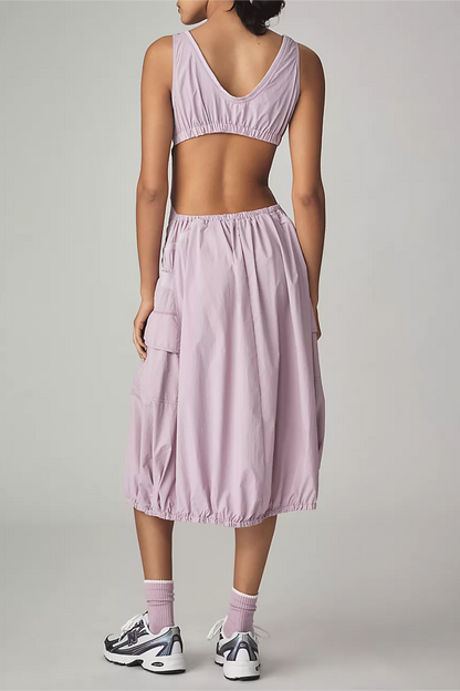 Daily Practice Fastpack Bubble-Hem Midi Dress (Buy 2 Free Shipping)