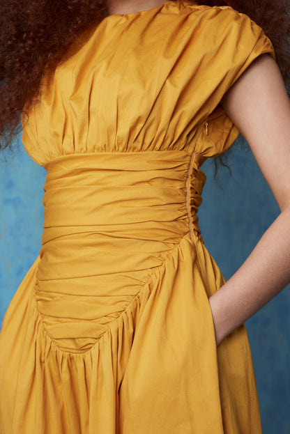 Adesuwa Ruched Cotton Long Dress (Buy 2 Free Shipping)
