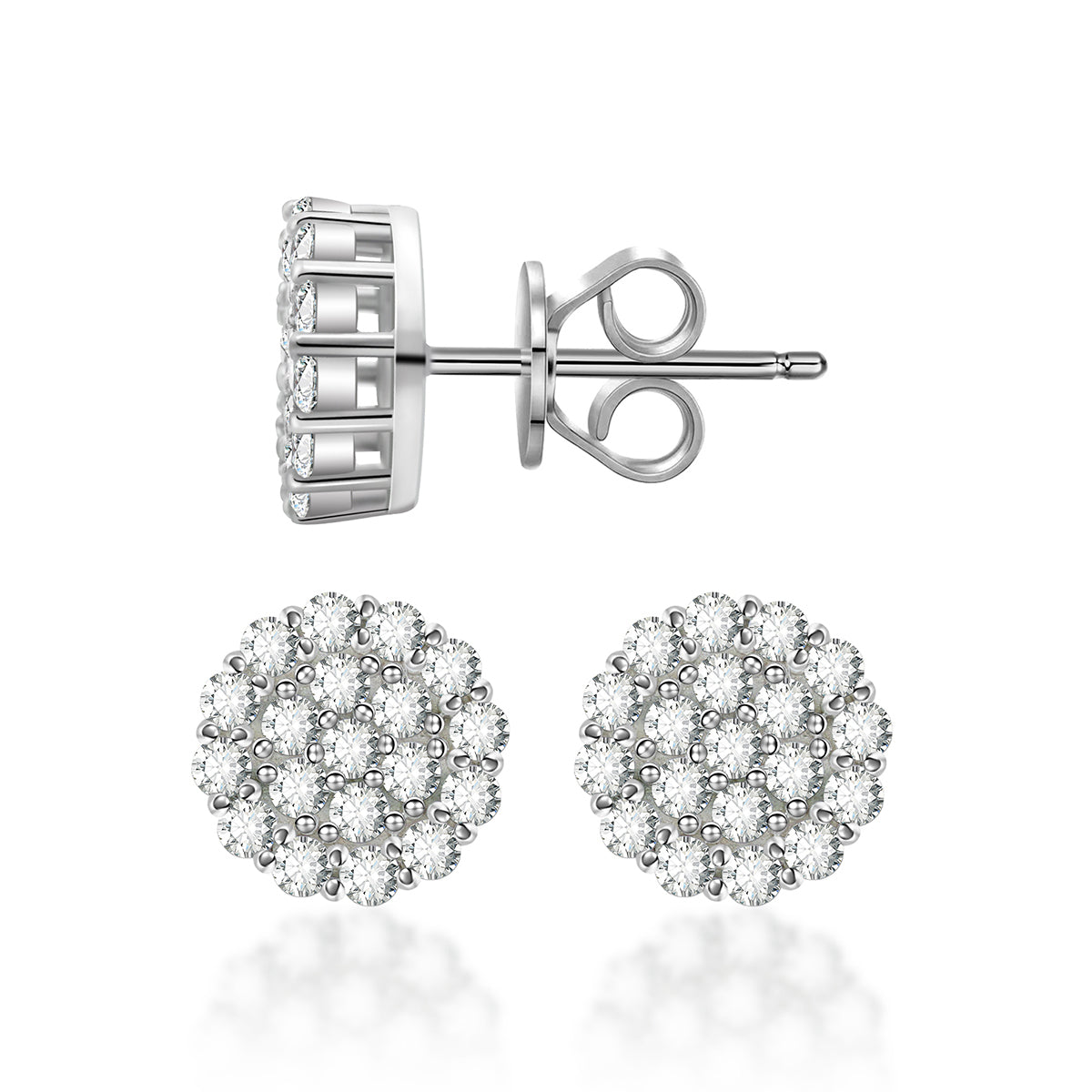 Iced Round Synthetic Moissanite Stud Earrings For Men Women Gift