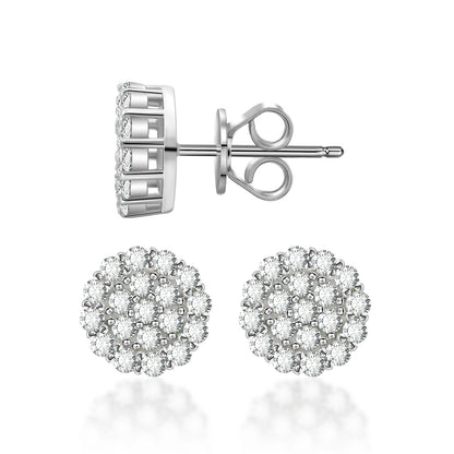 Iced Round Synthetic Moissanite Stud Earrings For Men Women Gift