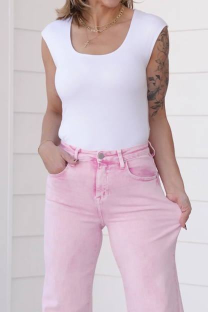 High Rise Tummy Control Wide Leg Jeans (Buy 2 Free Shipping)