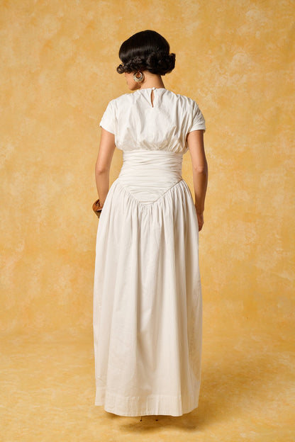 Adesuwa Ruched Cotton Long Dress (Buy 2 Free Shipping)