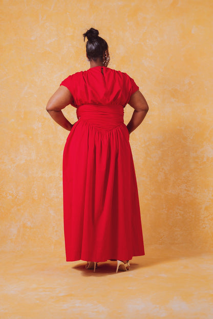 Adesuwa Ruched Cotton Long Dress (Buy 2 Free Shipping)