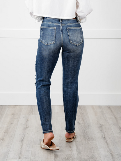 Tummy Control Distressed Cuffed Boyfriend Jeans (Buy 2 Free Shipping)