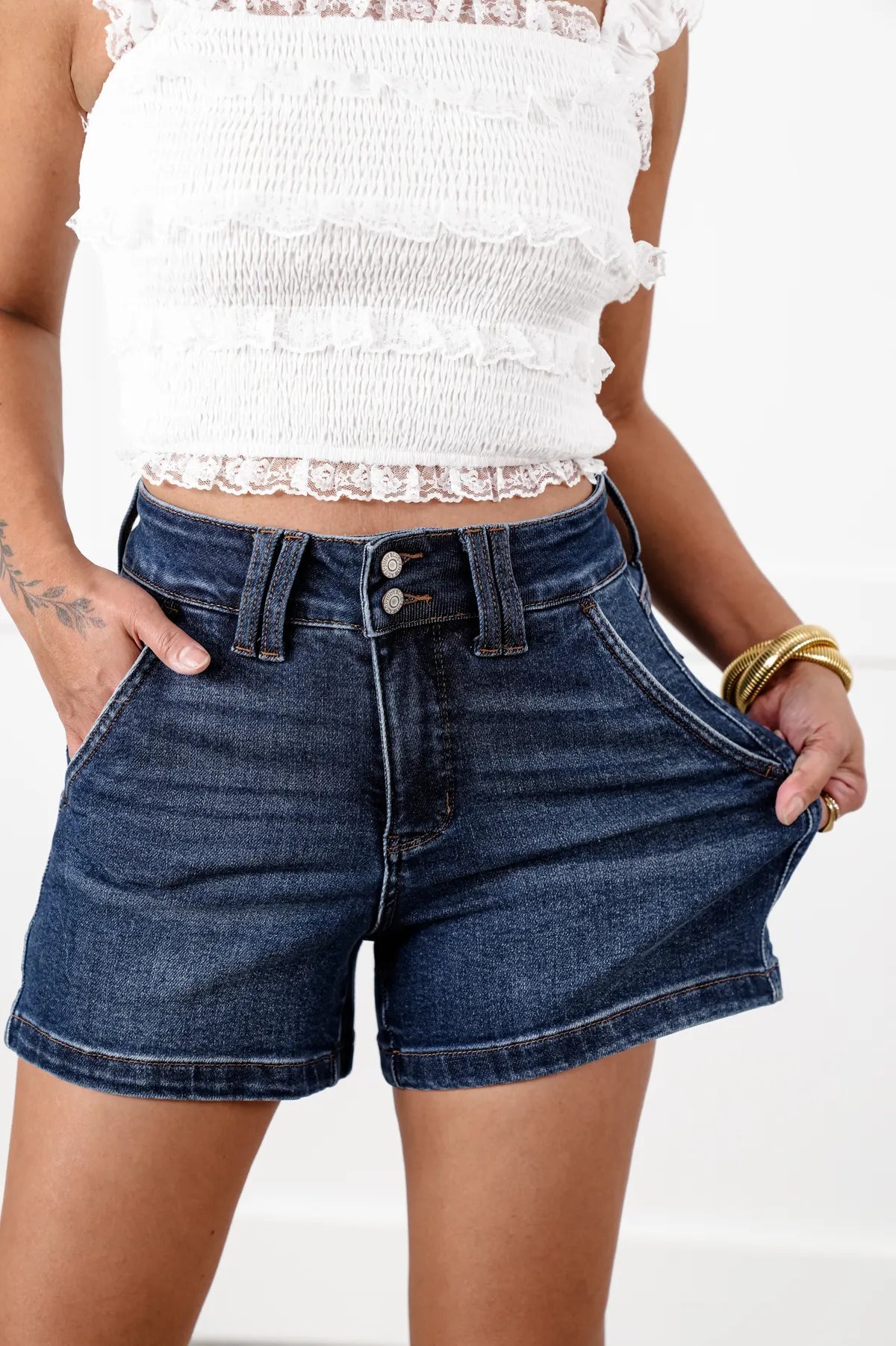 Tummy Control Double Button Waistband Shorts (Buy 2 Free Shipping)