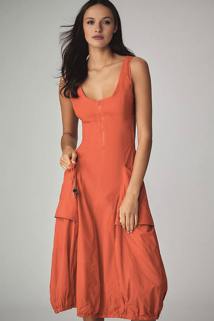 Daily Practice Fastpack Bubble-Hem Midi Dress (Buy 2 Free Shipping)