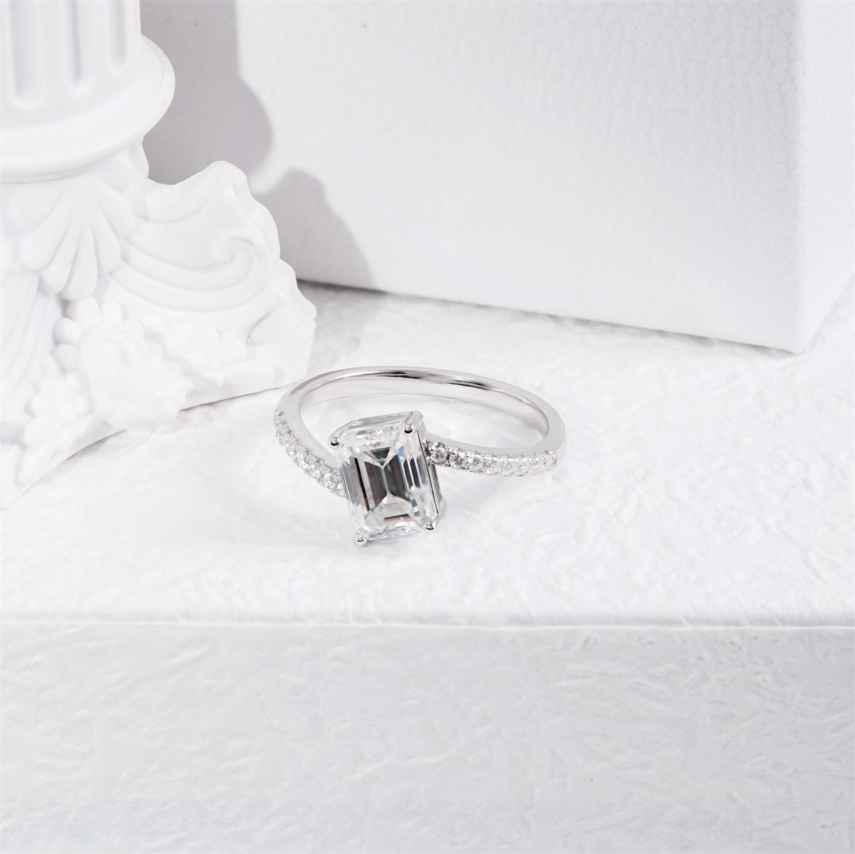 2ct Sparkling Step Cut Engagement Ring Wedding Band Synthetic Moissanite S925 Ring Band Jewelry