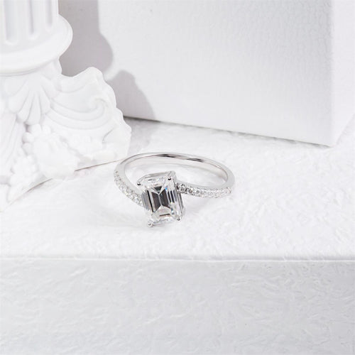 2ct Sparkling Step Cut Engagement Ring Wedding Band Synthetic Moissanite S925 Ring Band Jewelry