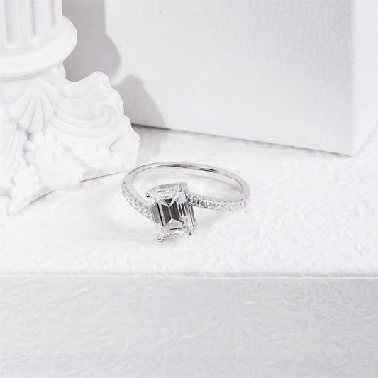 2ct Sparkling Step Cut Engagement Ring Wedding Band Synthetic Moissanite S925 Ring Band Jewelry
