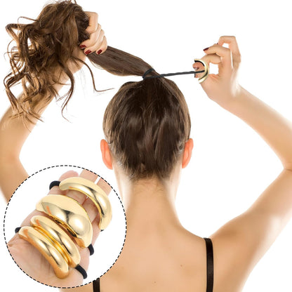 GIFTS FOR LOVED ONES🔥Glossy Gold Hair Cuffs Metal Hair Tie