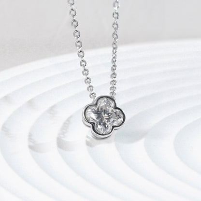 1ct Clover Cluster Pendant Necklace Lab-Created Moissanite Necklace S925 Chain