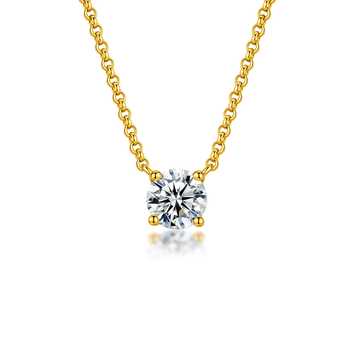 1ct Synthetic Moissanite Classic Round Four Prong Necklace S925 Chain