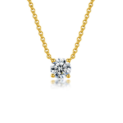 1ct Synthetic Moissanite Classic Round Four Prong Necklace S925 Chain