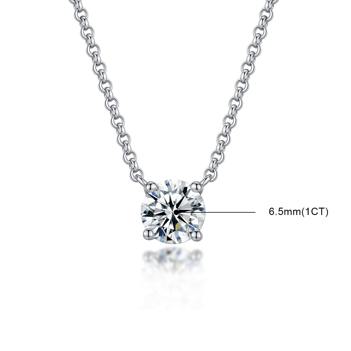 1ct Synthetic Moissanite Classic Round Four Prong Necklace S925 Chain