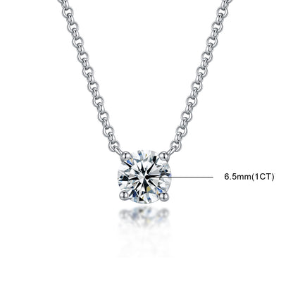 1ct Synthetic Moissanite Classic Round Four Prong Necklace S925 Chain