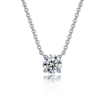 1ct Synthetic Moissanite Classic Round Four Prong Necklace S925 Chain