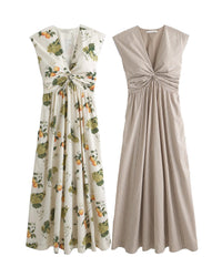 Cream Fruit Print+Brown Gingham