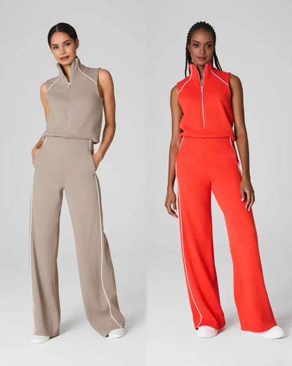 AirEssentials Pique Sleeveless Mockneck Jumpsuit (Buy 2 Free Shipping)