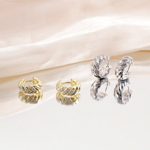 Sculpted Cable Hoop Earrings D Color VVS Synthetic Moissanite S925 Earrings