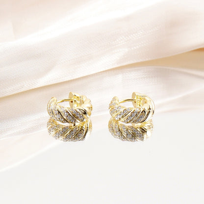 Sculpted Cable Hoop Earrings D Color VVS Synthetic Moissanite S925 Earrings