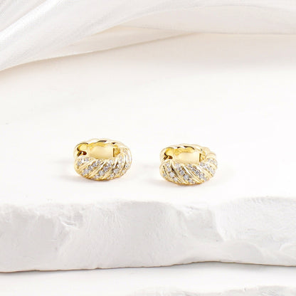 Sculpted Cable Hoop Earrings D Color VVS Synthetic Moissanite S925 Earrings