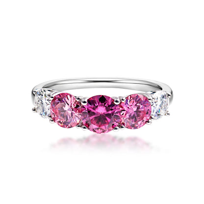 3.6ct Pink and White Round Synthetic Moissanite Wedding Band S925