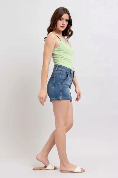 Tummy Control Double Button Waistband Shorts (Buy 2 Free Shipping)