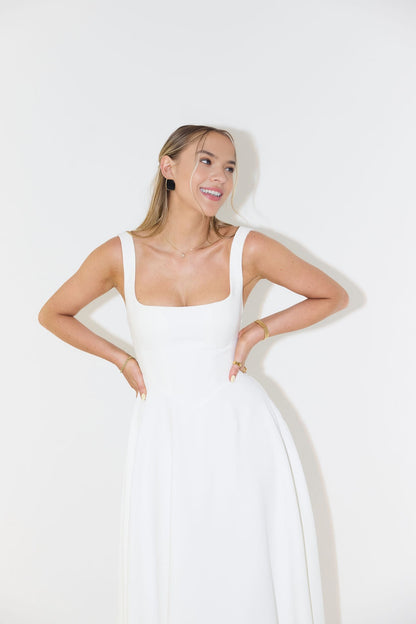 Muse Low Waist Square Neck Midi Dress(BUY 2 FREE SHIPPING)