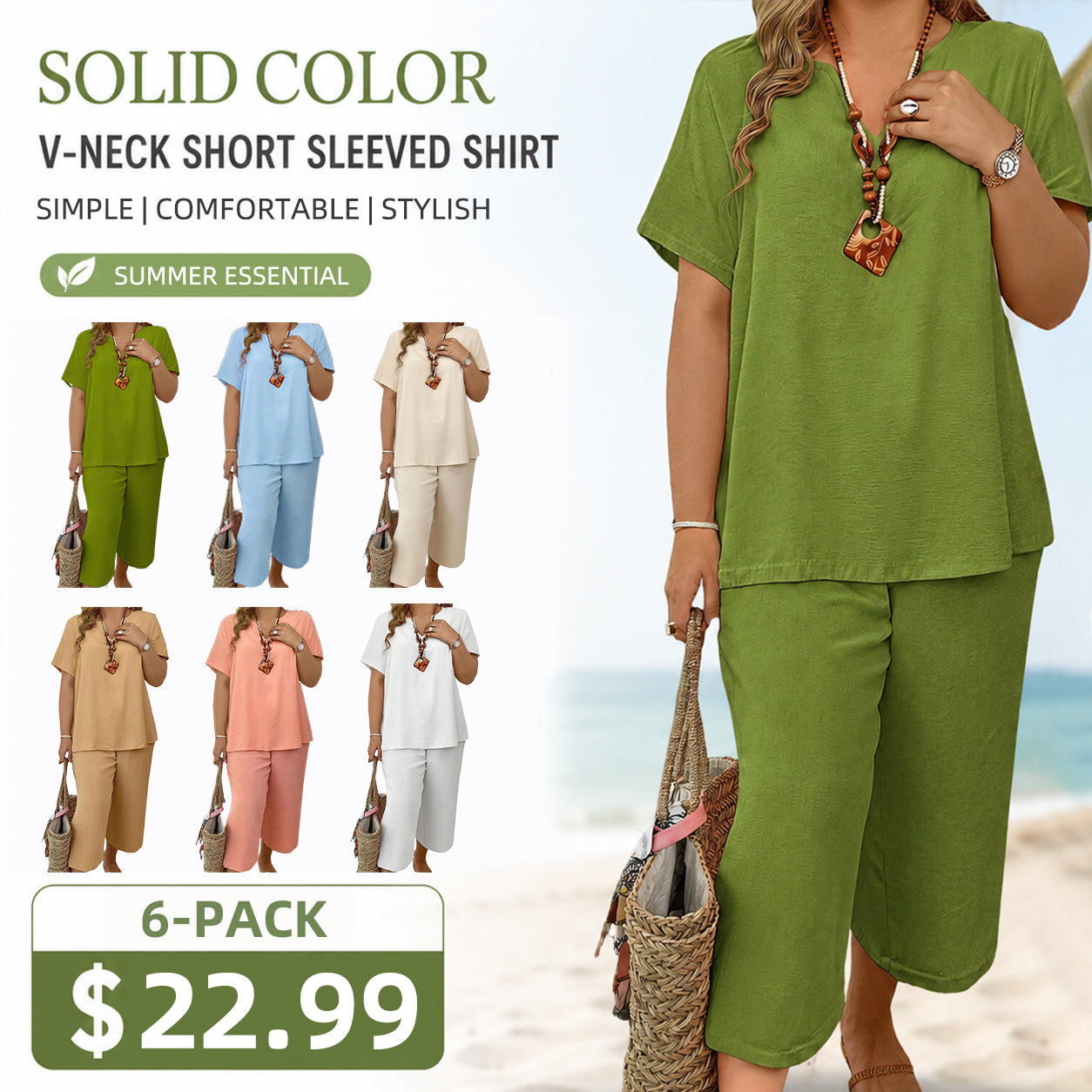 Effortless Comfort™ Lounge Set – Short Sleeve Top & Wide Leg Pants