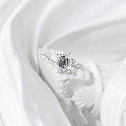 2ct Sparkling Step Cut Engagement Ring Wedding Band Synthetic Moissanite S925 Ring Band Jewelry