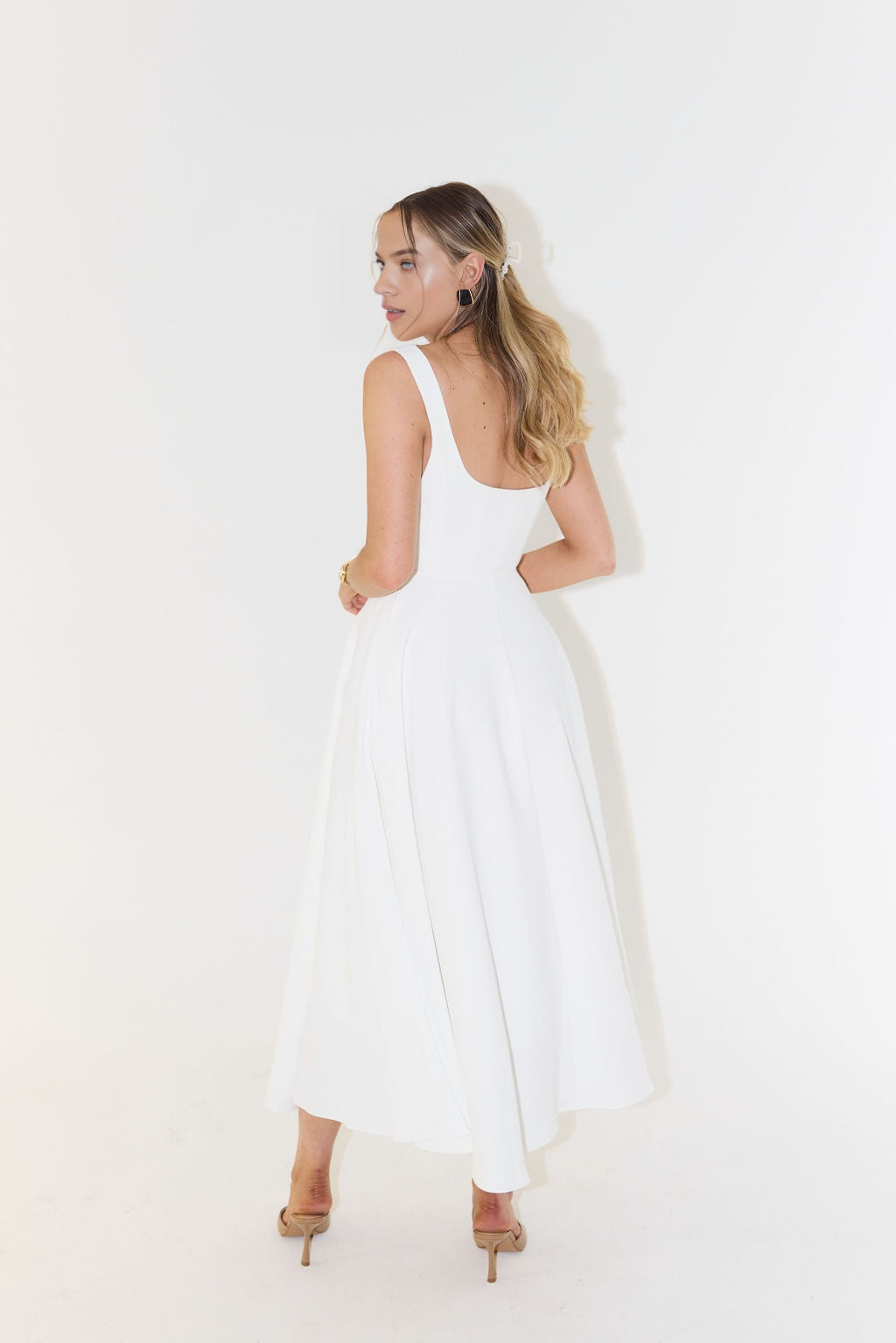 Muse Low Waist Square Neck Midi Dress(BUY 2 FREE SHIPPING)