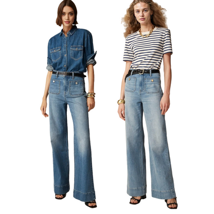 Tummy Control Sailor Wide Leg Trouser (Buy 2 Free Shipping)