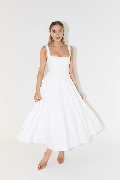 Muse Low Waist Square Neck Midi Dress(BUY 2 FREE SHIPPING)