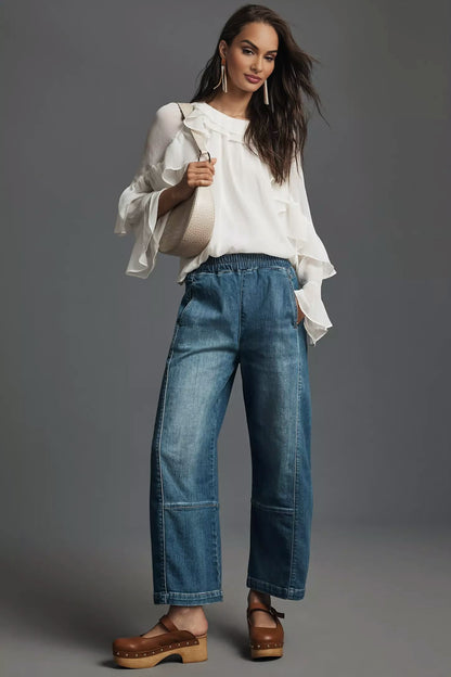 The Relaxed Pull-On Barrel Jeans(Buy 2 Free Shipping)