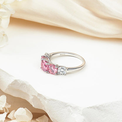 3.6ct Pink and White Round Synthetic Moissanite Wedding Band S925
