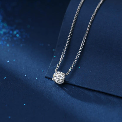 1ct Synthetic Moissanite Classic Round Four Prong Necklace S925 Chain