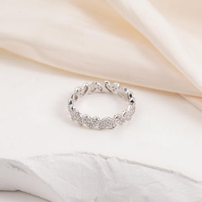 Fall in Heart Eternity Band Ring Synthetic Moissanite Ring Jewelry S925 Perfect Gift