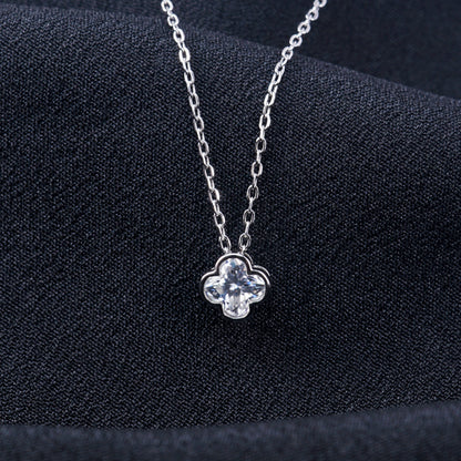 1ct Clover Cluster Pendant Necklace Lab-Created Moissanite Necklace S925 Chain