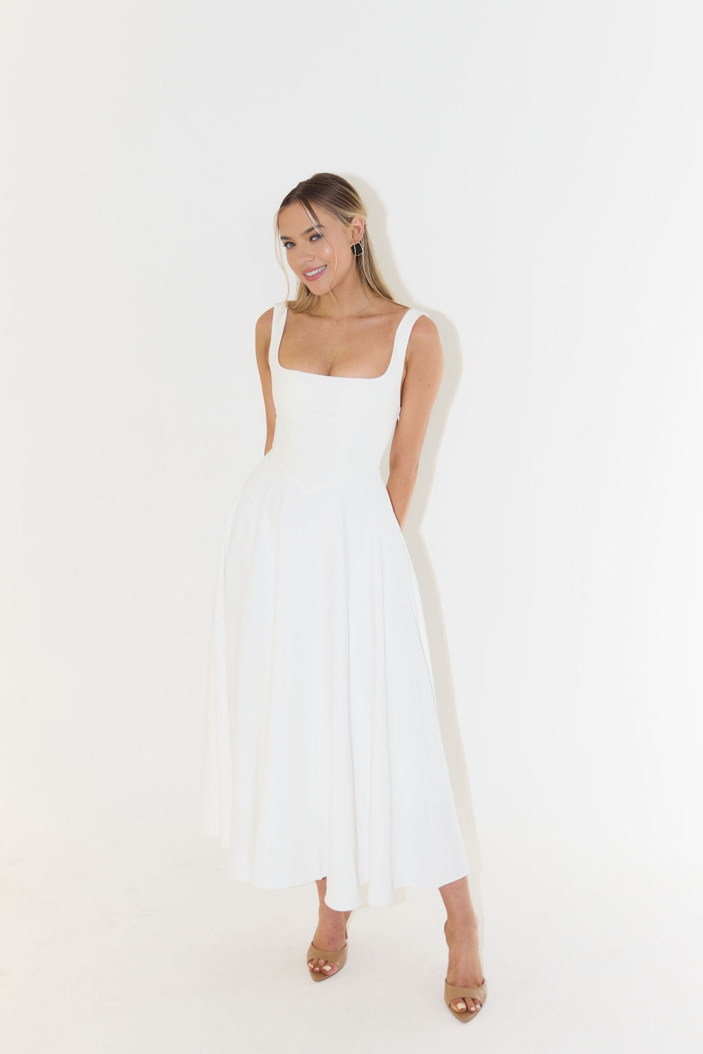 Muse Low Waist Square Neck Midi Dress(BUY 2 FREE SHIPPING)