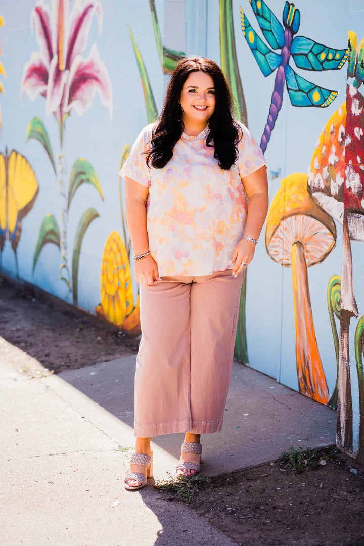 Tummy Control Twill Cropped Wide Leg Pant(Buy 2 Free Shipping)