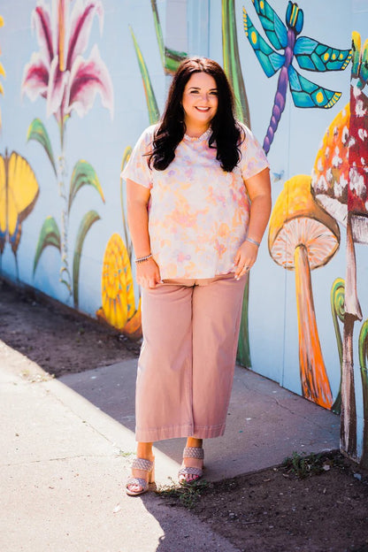 Tummy Control Twill Cropped Wide Leg Pant(Buy 2 Free Shipping)