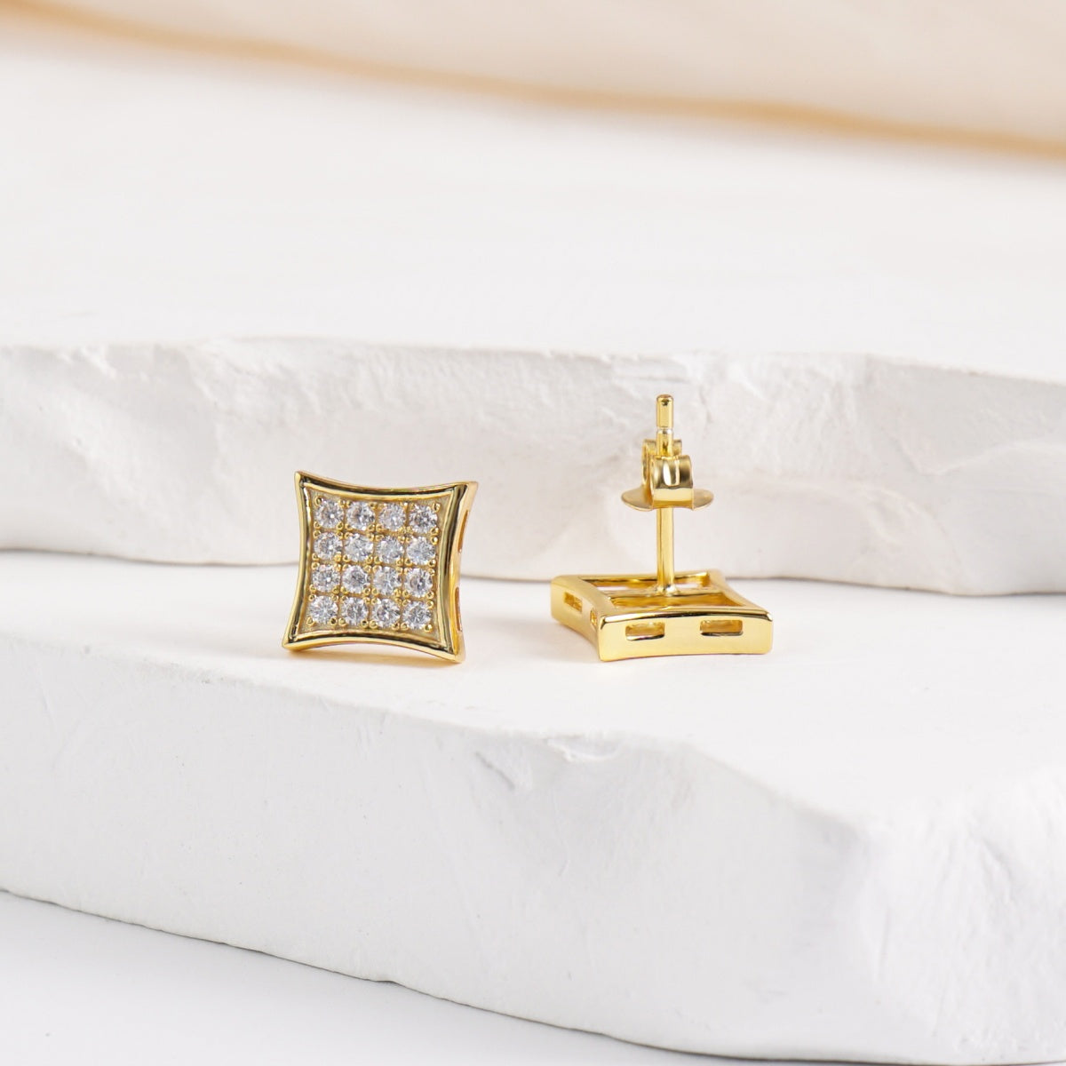 Hip Hop Cubic Stud Earrings VVS Synthetic Moissanite S925 Stud