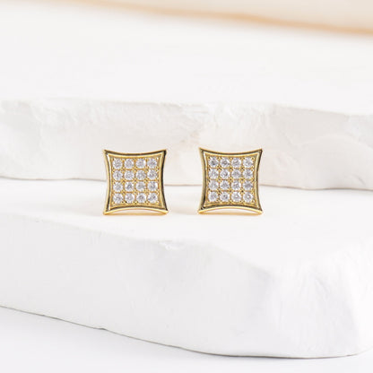 Hip Hop Cubic Stud Earrings VVS Synthetic Moissanite S925 Stud