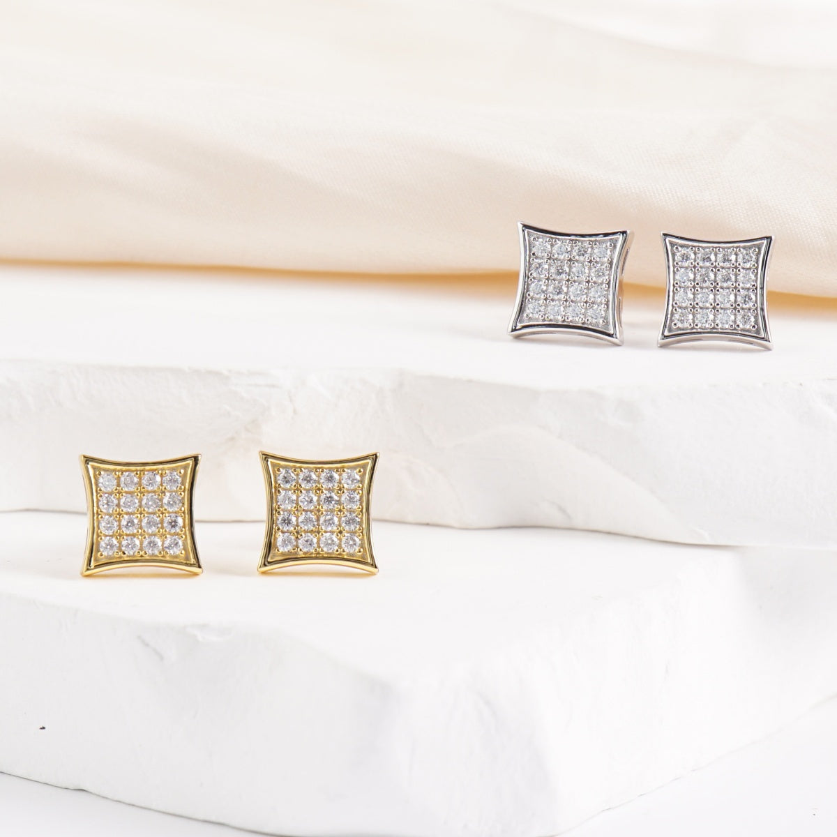 Hip Hop Cubic Stud Earrings VVS Synthetic Moissanite S925 Stud