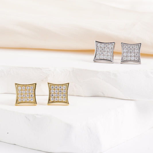 Hip Hop Cubic Stud Earrings VVS Synthetic Moissanite S925 Stud